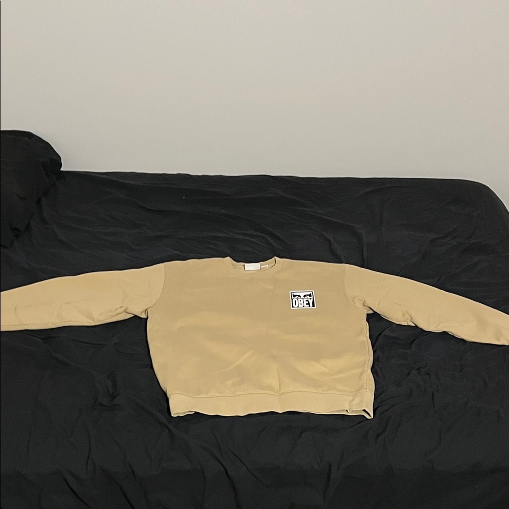 Obey Men's Tan Crewneck Sweater